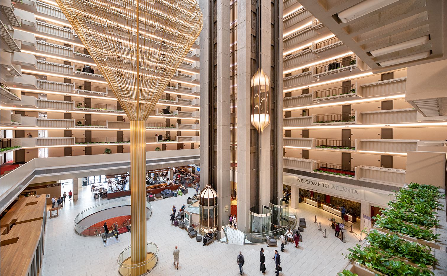 Hyatt Regency Atlanta atrium with the iconic suspended sculpture